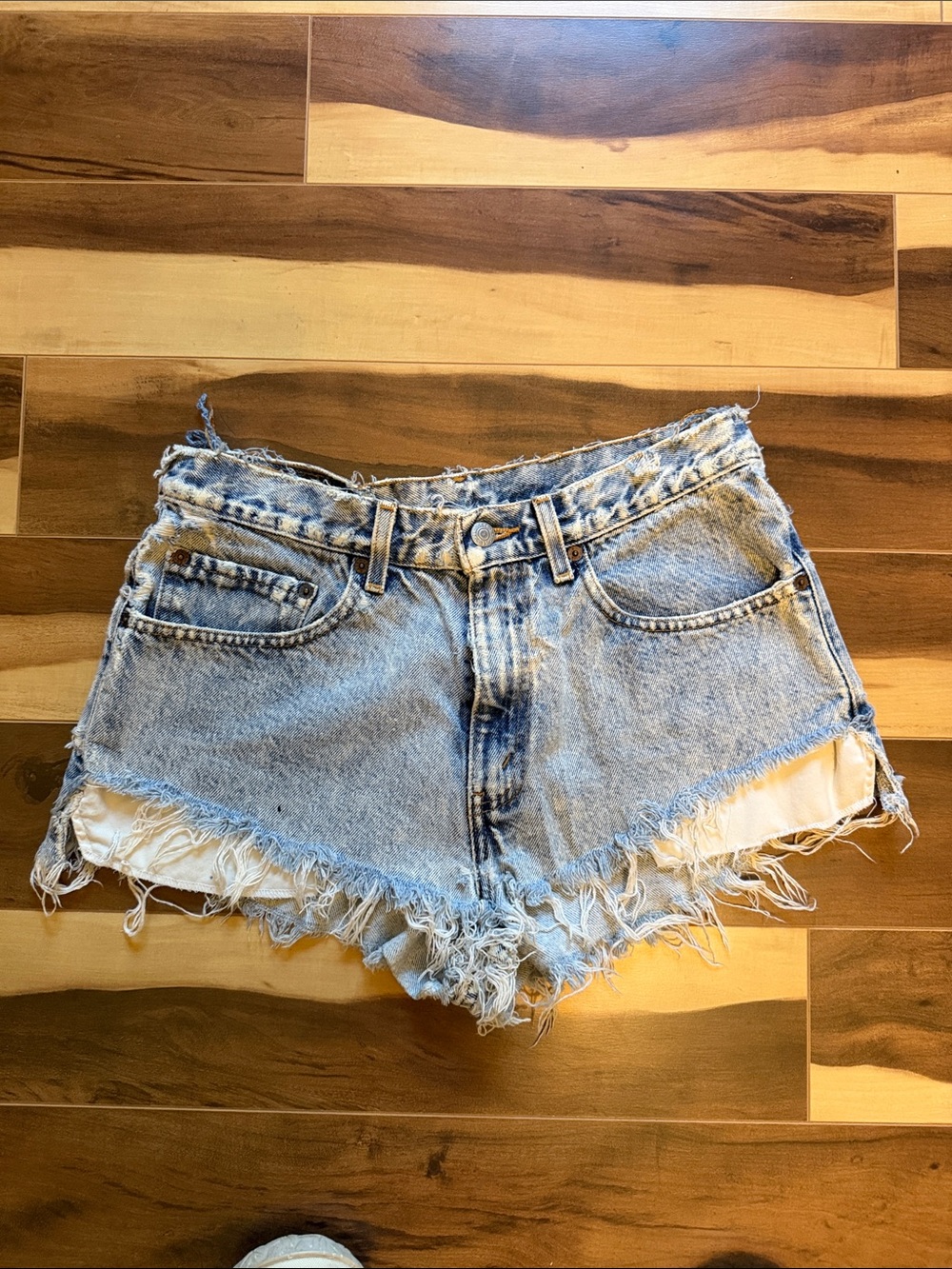 Levi’s Light Blue Distressed Denim Shorts